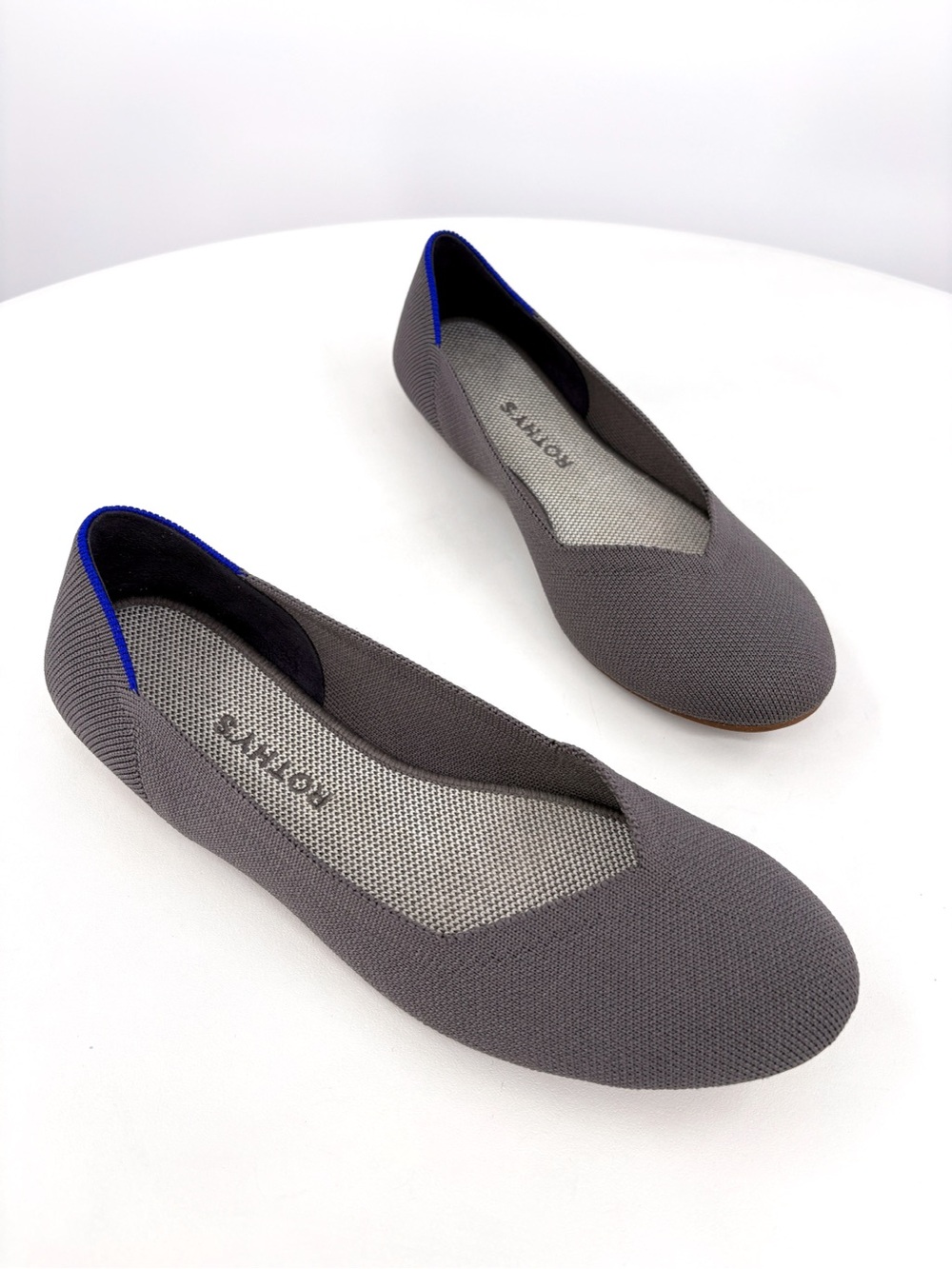 ROTHY'S The Flat Round-Toe Slip-On Knit Ballet Flats in Pebble Grey 9 - Picture 2 of 13